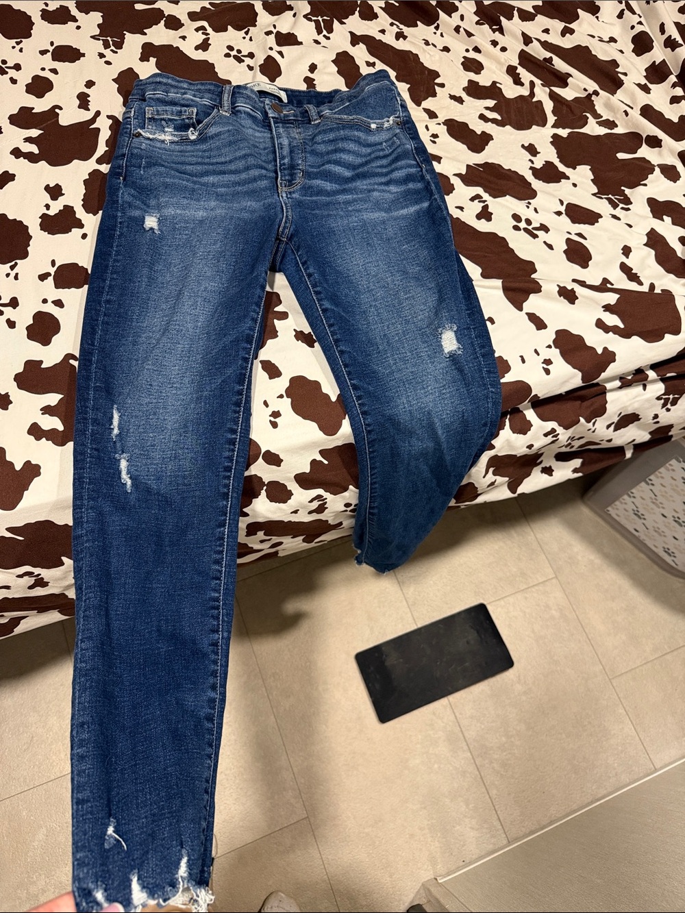 BKE Women's Distressed Skinny Jeans - Blue